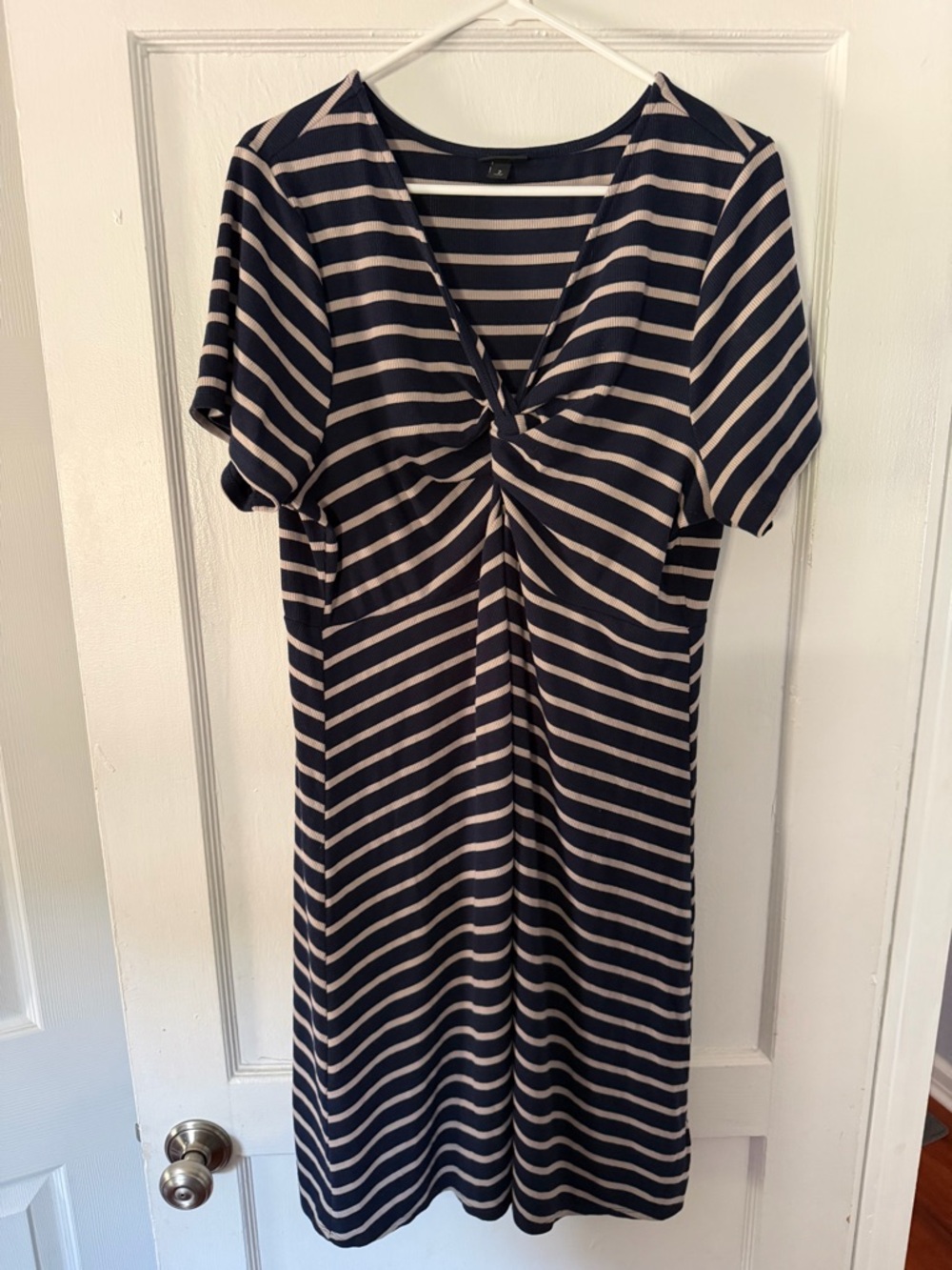 Torrid Navy & White Striped Twist-Front Dress
